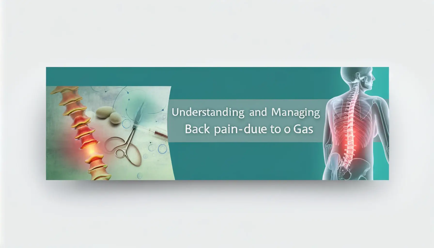 Banner depicting the relationship between back pain and gas with soothing colors and health imagery